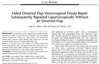Failed Omental Flap Vesicovaginal Fistula Repair Subsequently Repaired Laparoscopically without an Omental Flap